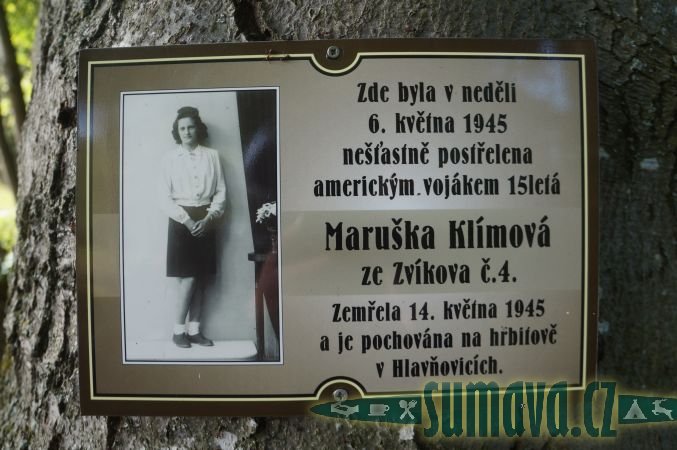 pomník Maruška Klímová, Zvíkov